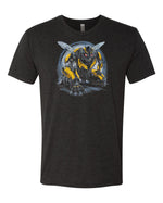 Buzzing Style: Vintage Black Bee Transformer Robot Graphic T-Shirt -