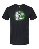 Premium Black Triblend Eat Sleep Golf Repeat Long Graphic Tee -
