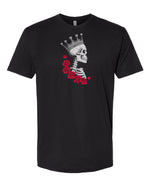Skeleton King Rose Tattoo T - Shirt: Crowned Skeleton surrounded by Roses -