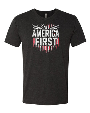 America First Distressed Flag and Patriotic Eagle Tee -