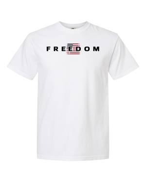 Freedom White Tee – Patriotic American Flag T-Shirt - T-Shirt