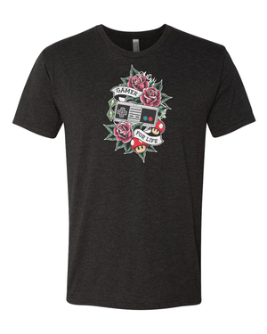 Gamer For Life Classic Controller and Mushrooms - T-Shirt