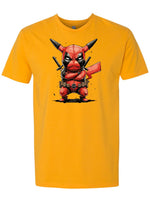 Pikachu Inspired Deadpool Gold Graphic Tee – Unleash Your Inner Hero! -